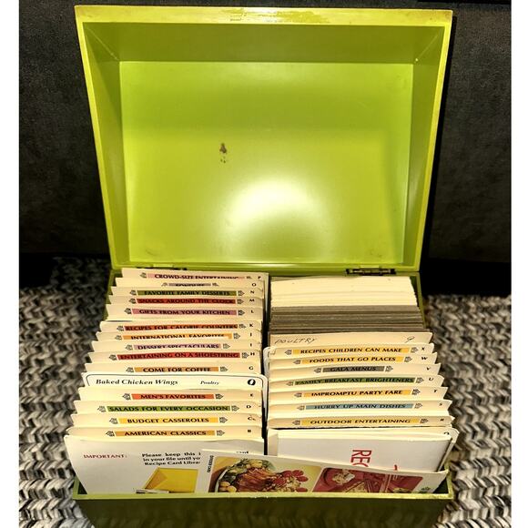 Vintage 1970s Betty Crocker Green Recipe Card Library Cookbook In A Box w/ Index - Picture 4 of 8